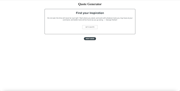 screenshot image of Quote Generator project